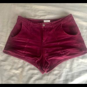Maroon corduroy high wasted shorts